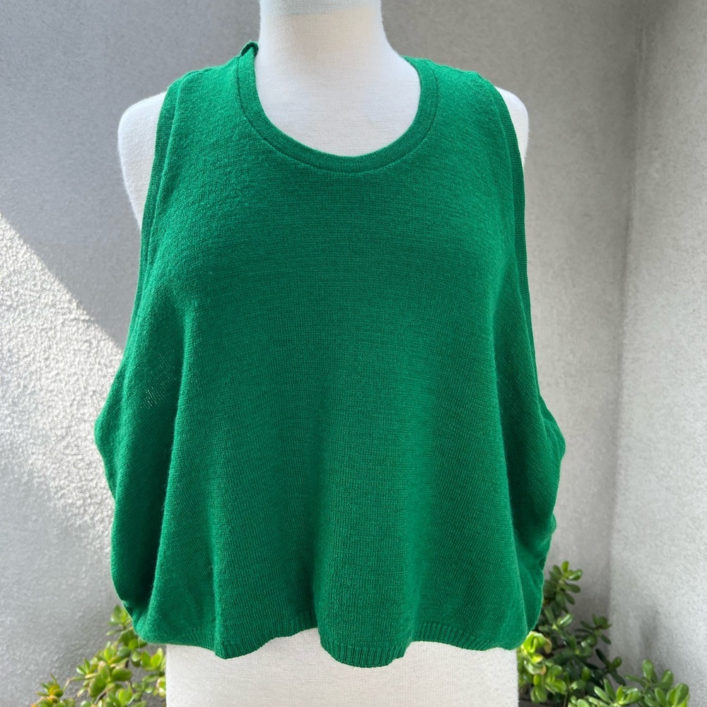 Vintage forest green New Wave  knit vest OS Joseph Tricot Made in England